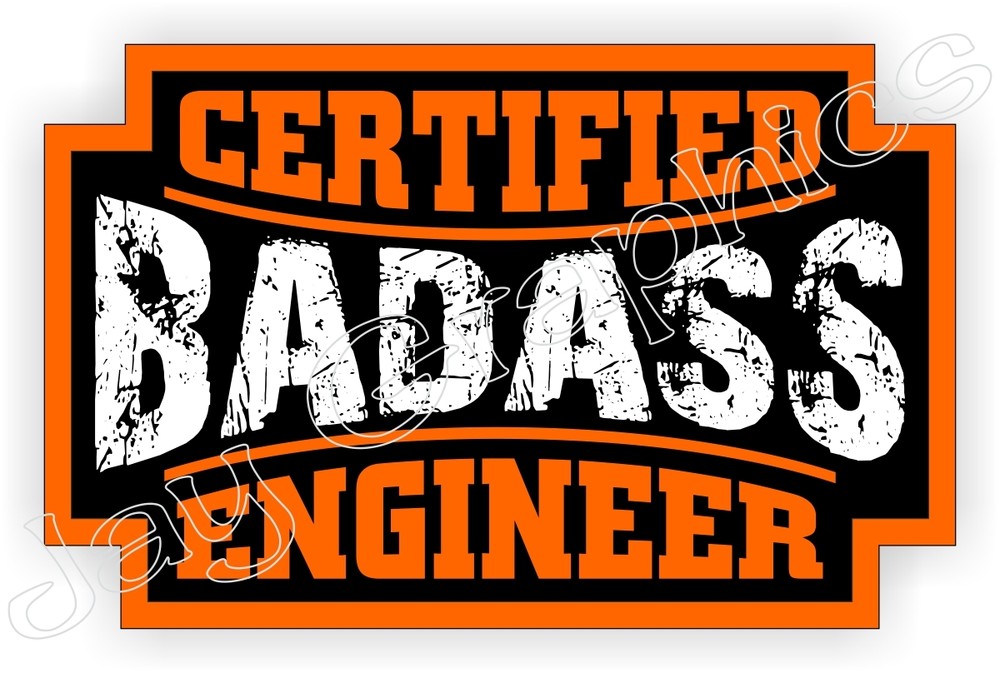2pcs Bad Ass ENGINEER Hard Hat Stickers Decals Helmet Funny Foreman Engineering