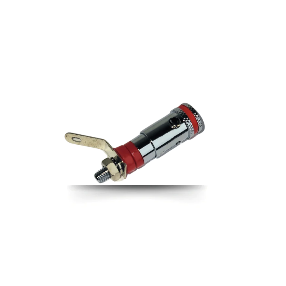 Banana Jack, Spring Loaded Binding Post - Red/Black - 8 Gauge - Chrome