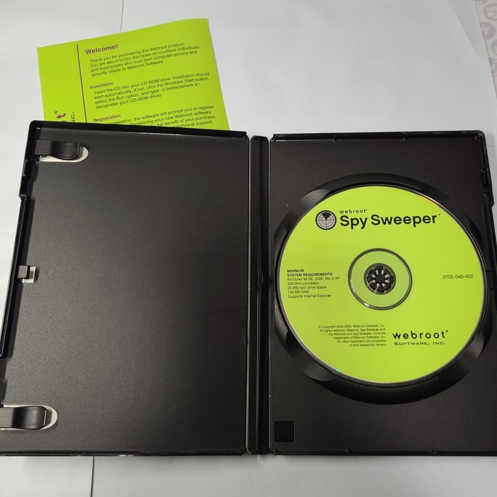 Webroot Spy Sweeper 2003 - 2005 Anti-Spyware Software. COMPLETE!