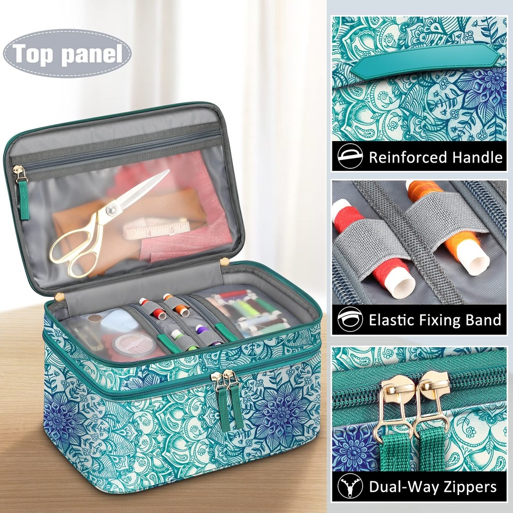FINPAC Sewing Accessories Storage and Organizer Case, Double-Layer Sewing Kit...