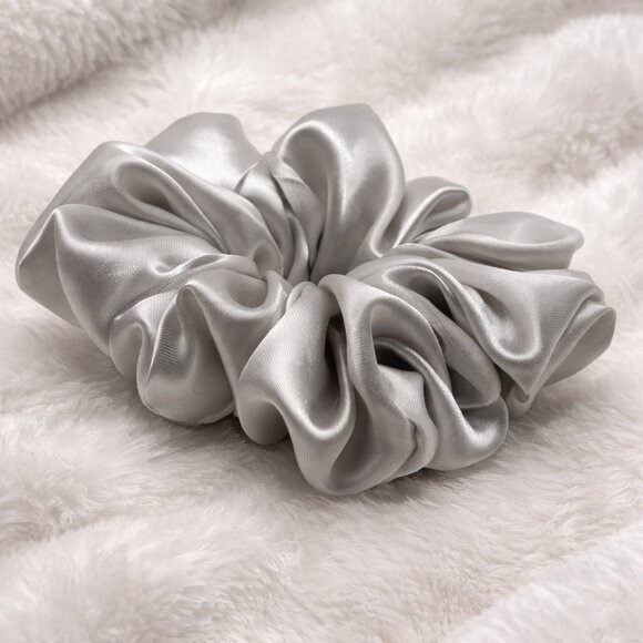 Silver Satin XXL Scrunchie