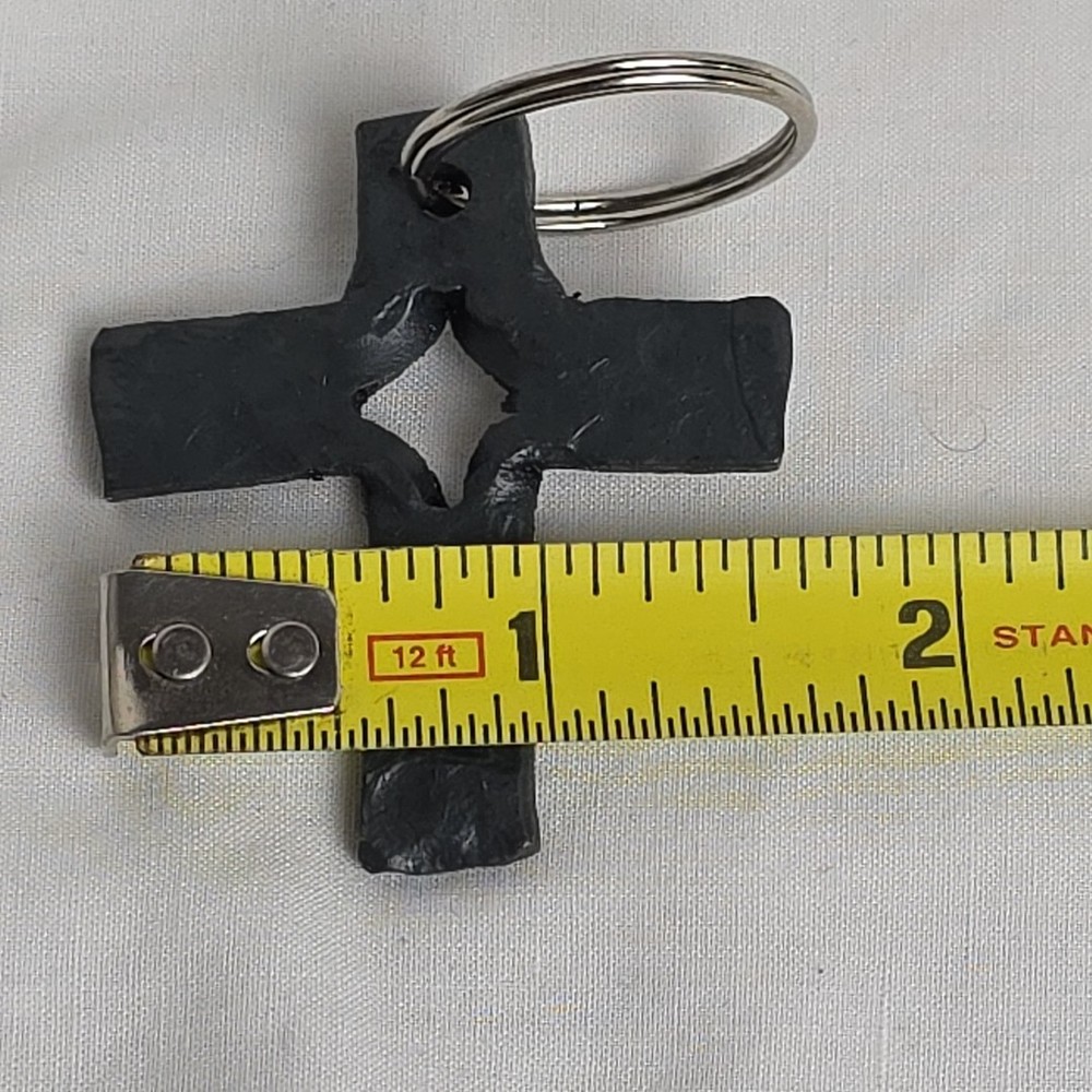 2" Hand Forged Split Cross Keychain. Blacksmith. Homemade Key Ring