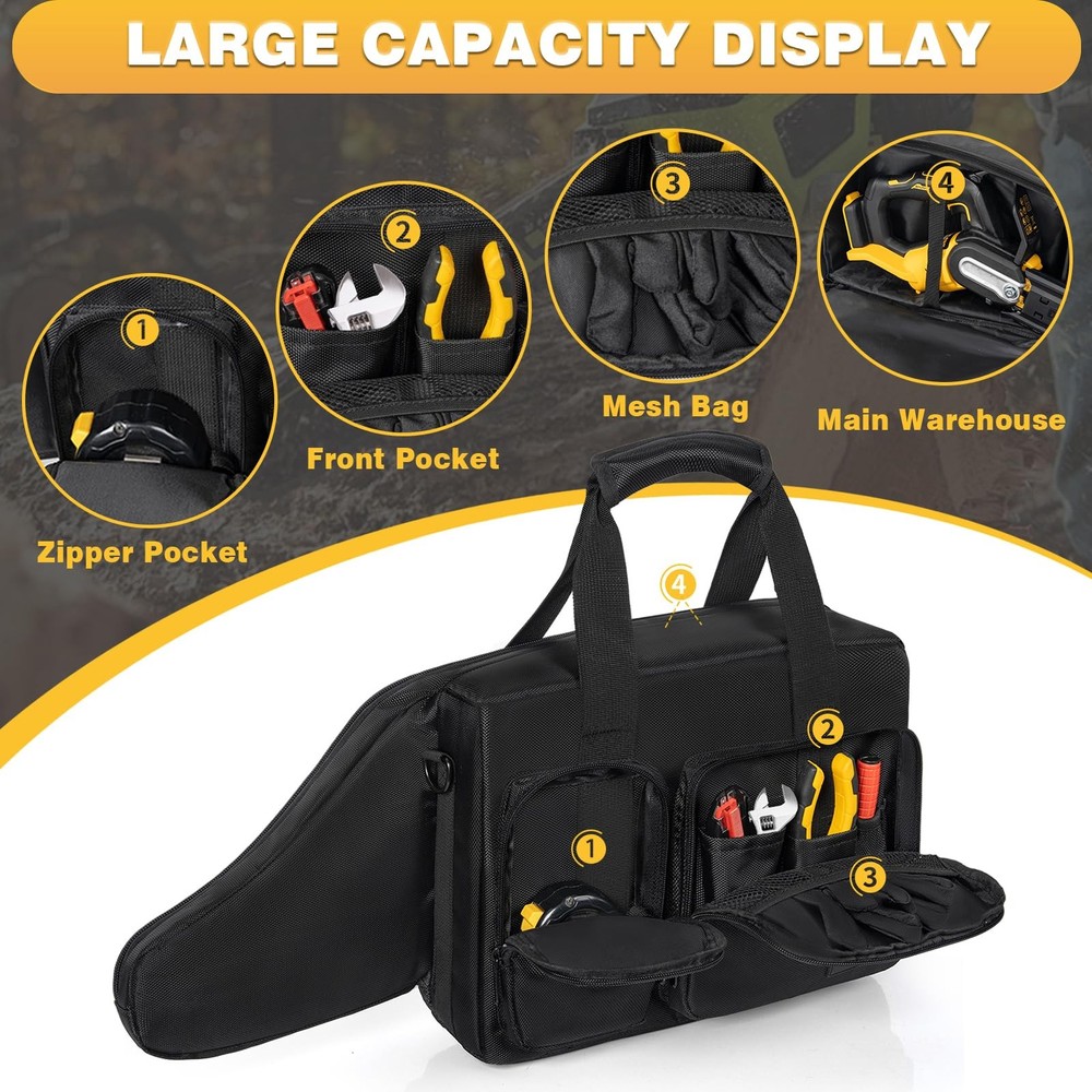 OUUTMEE Chainsaw Carrying Case, Waterproof Foldable For 8 Inch
