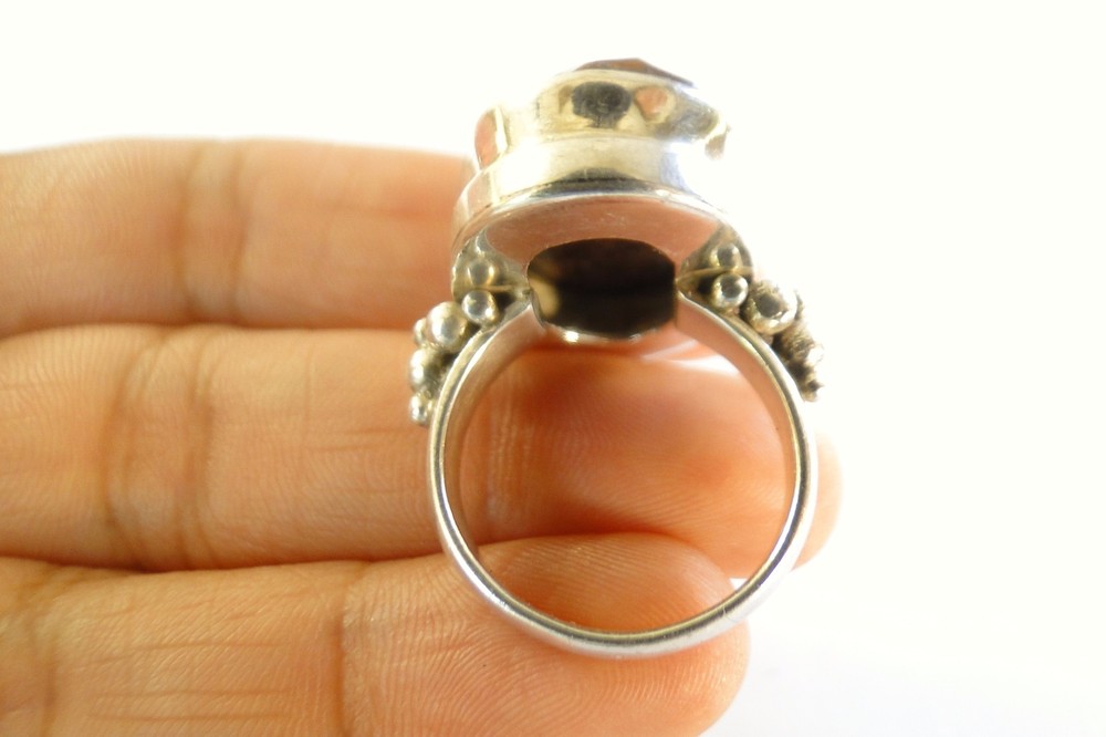 Faceted Jasper Solitaire 925 Sterling Silver Ring Size 7