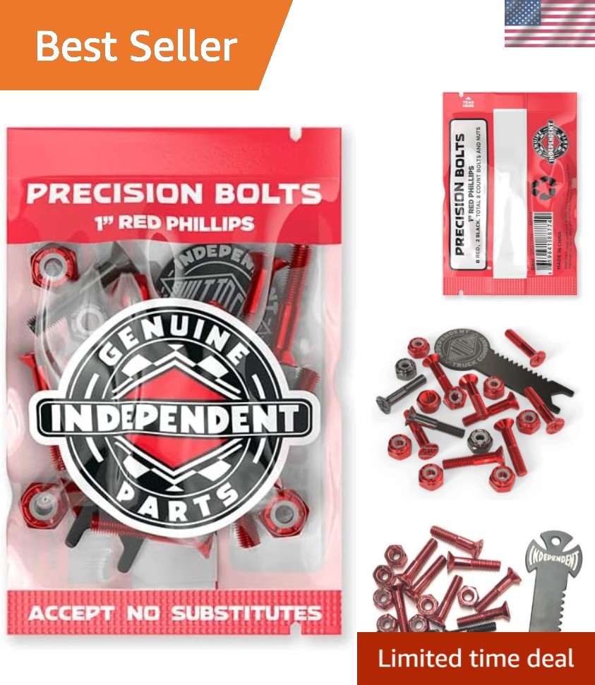 Skateboard Hardware 1" Phillips Red/Black Mounting Bolts with Tool