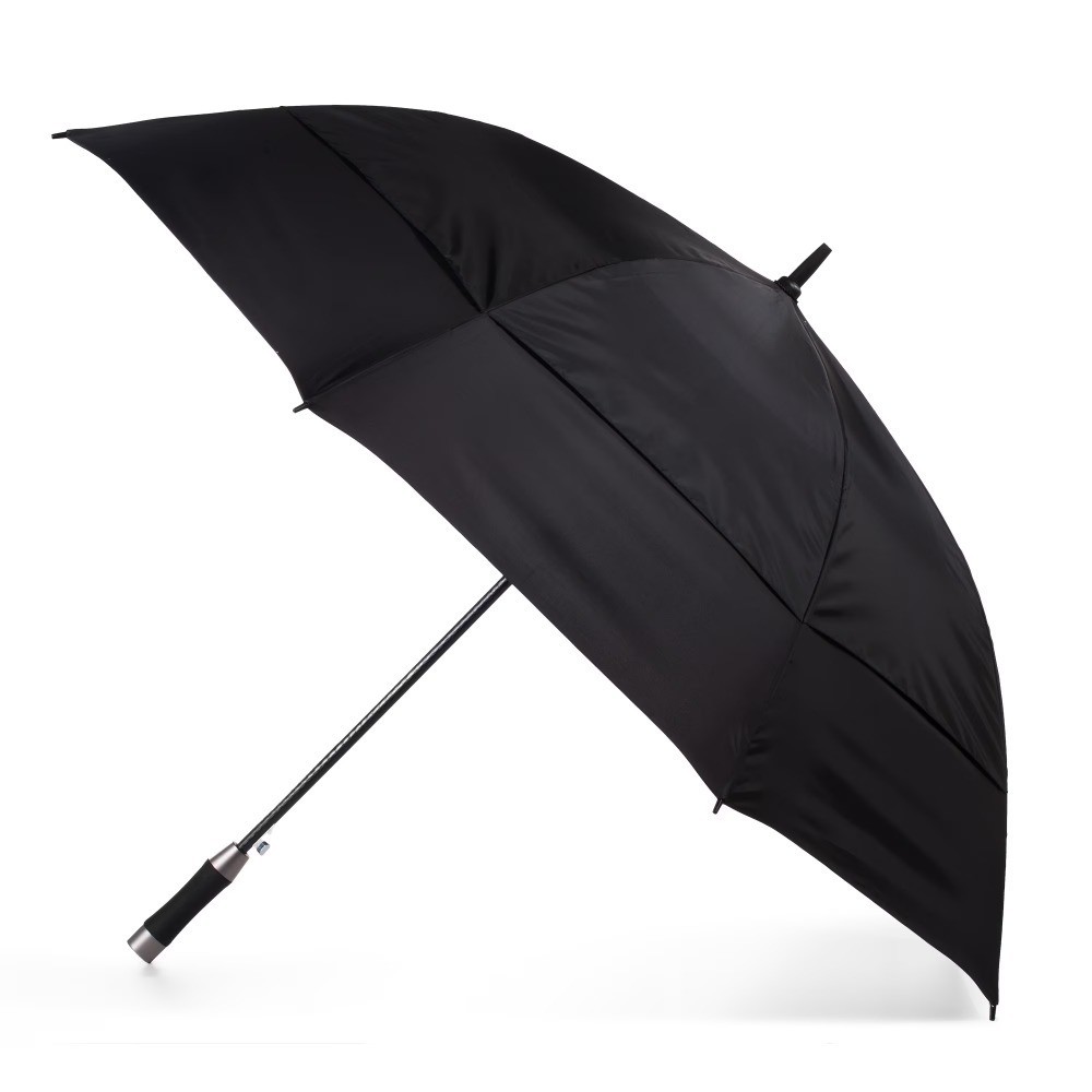 Vented Auto Open Rainproof Golf Umbrella with Sun Protection Black
