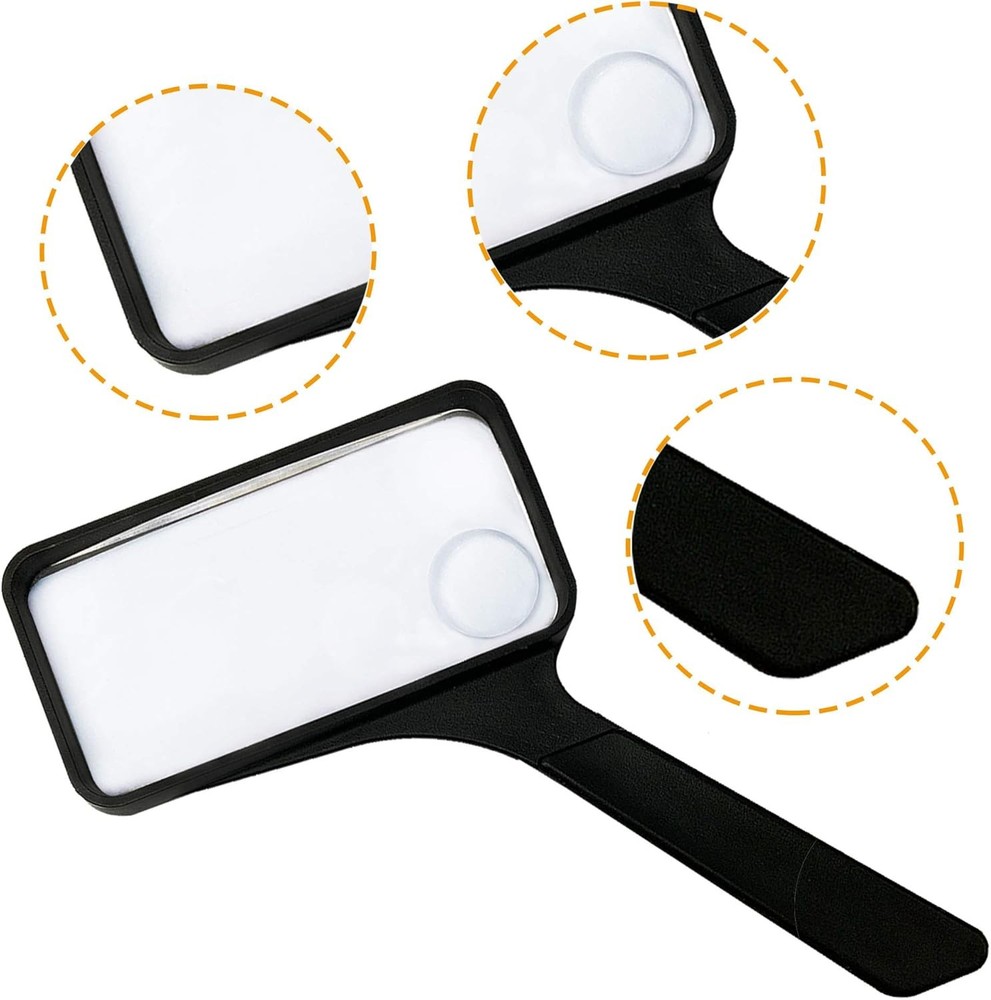 MAGDEPO 3X/5X Rectangular Large Handheld Magnifying Glass Bifocal Magnifier Acry
