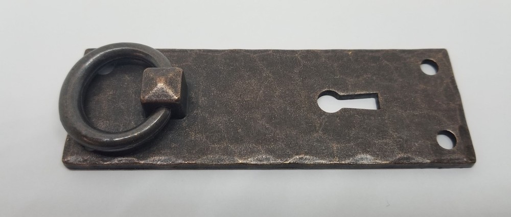VERTICAL Hammered Forged Brass Mission Door PULL KEYHOLE Antique Copper rustic