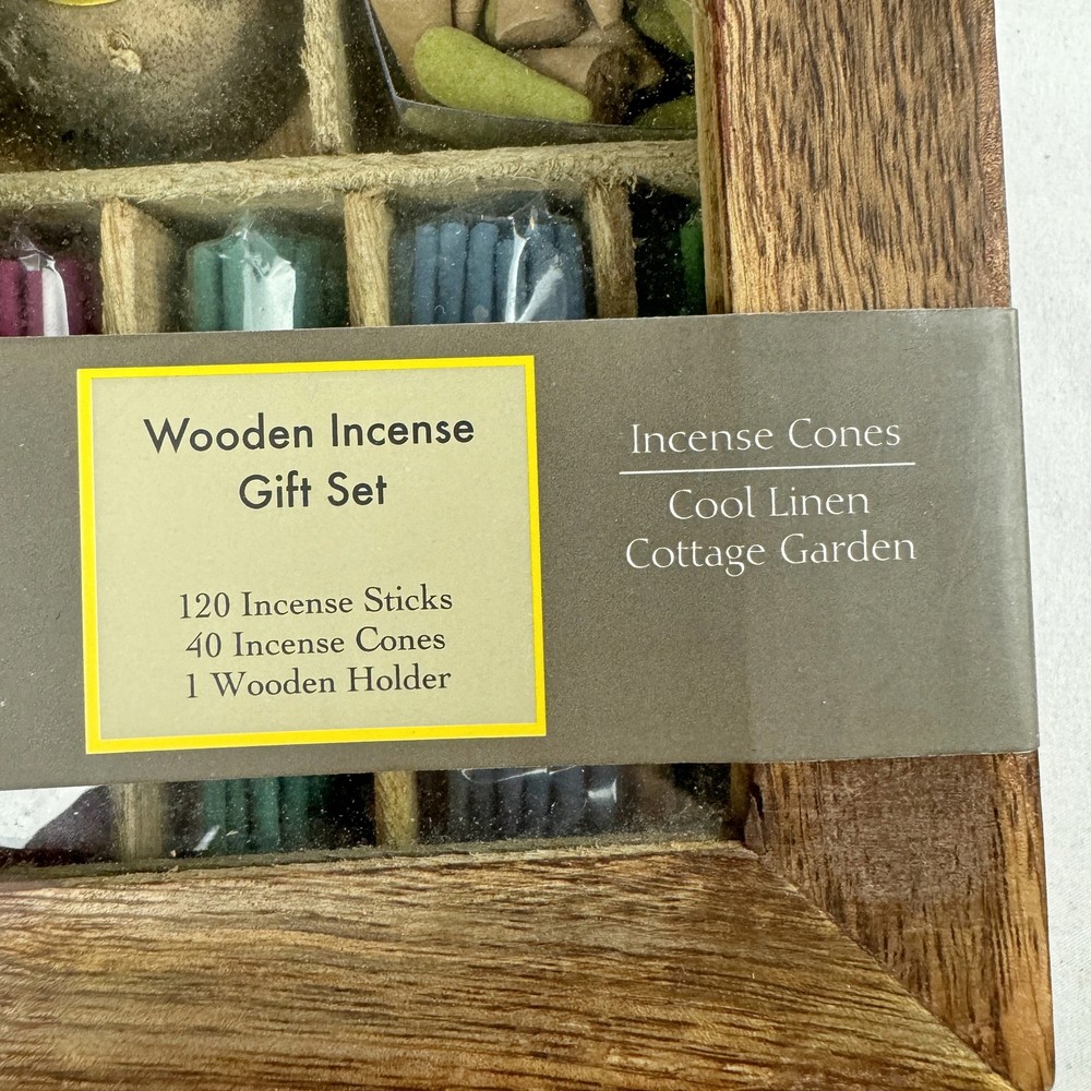 Wooden Incense Gift Set Sticks Cones Holder