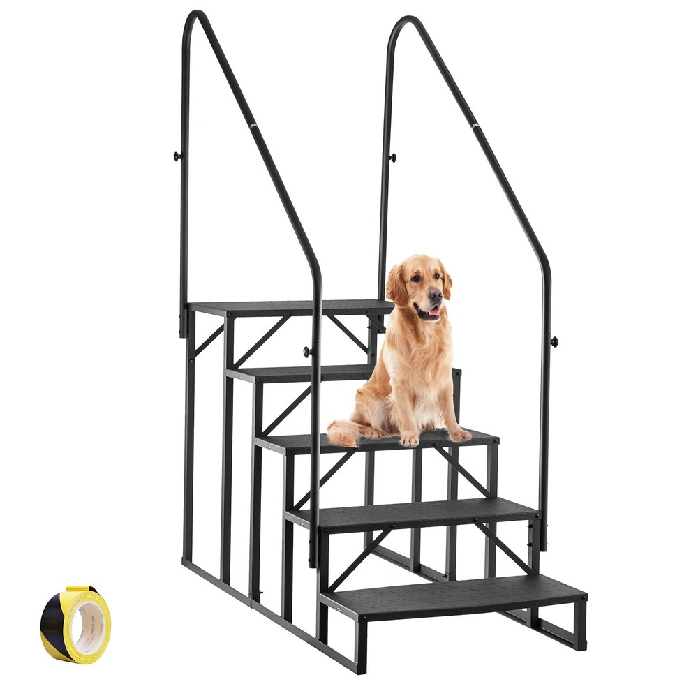 RV Step w/ 2 Handrails 5 Step Hot Tub Stairs Safety for RV, Camper, Mobile Home