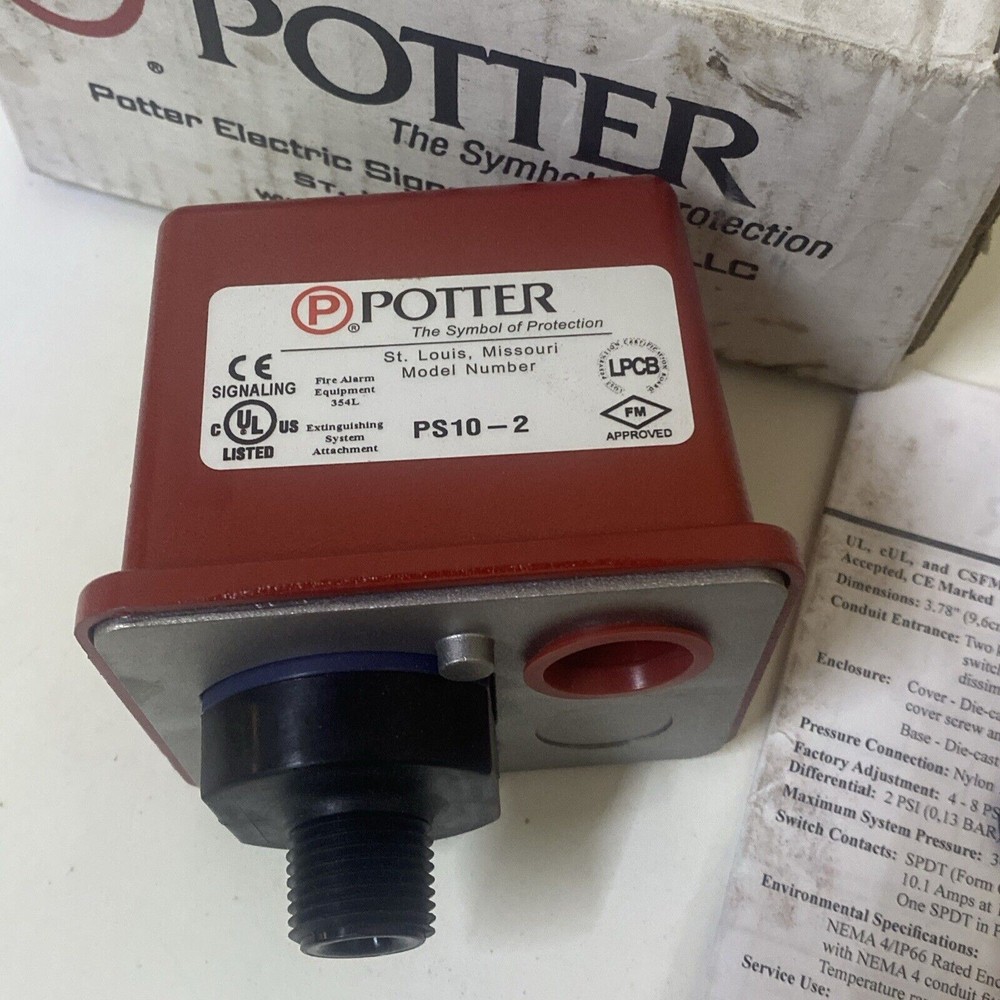 Potter PS10-2 Water Flow Pressure Switch
