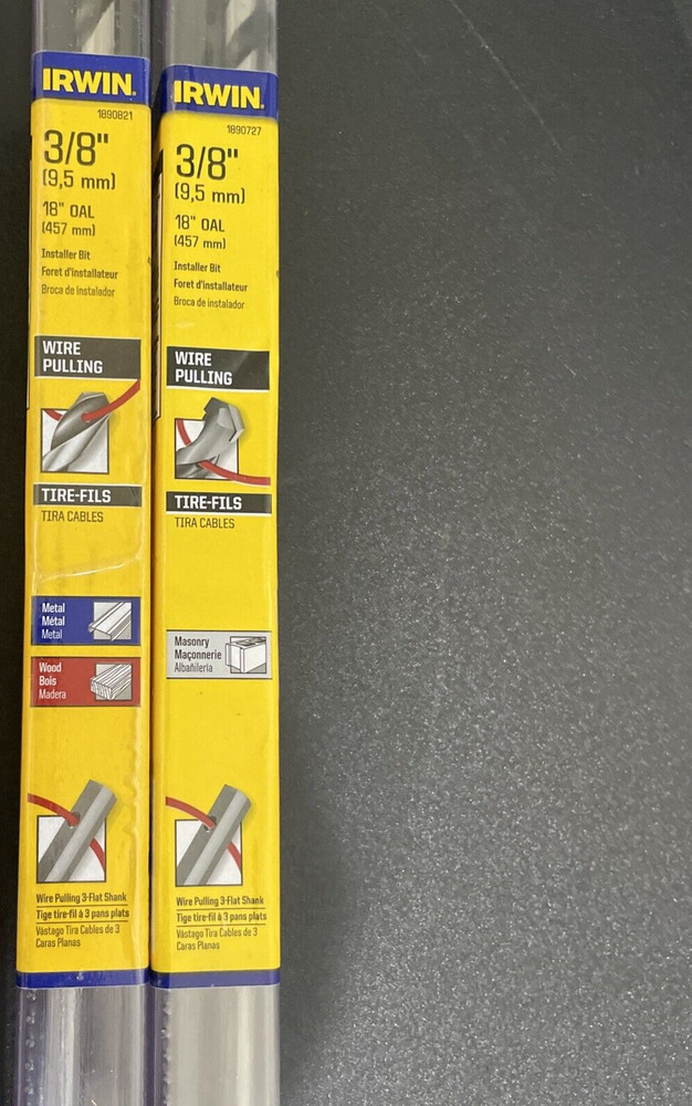 2 Irwin Installer Bits 3/8" 18" NEW