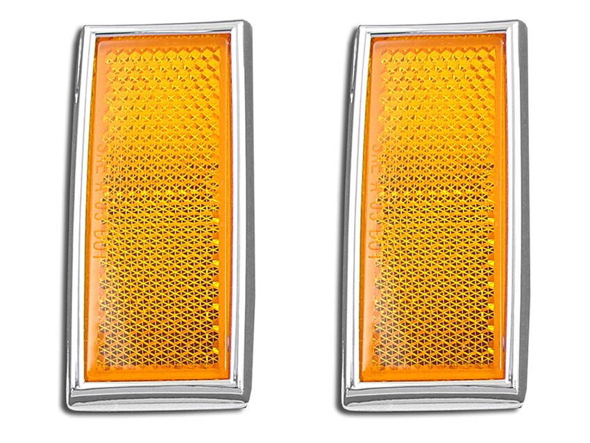 Front Amber Reflector Set With Chrome Frame For Harley Davidson