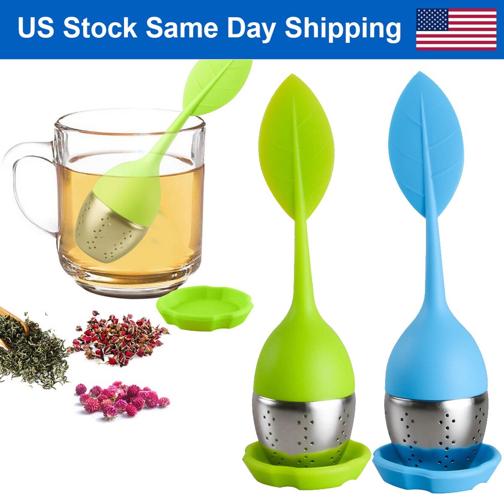 Silicone Tea Infusers Strainer Stainless Herbal Spice Filter Diffuser Green+Blue