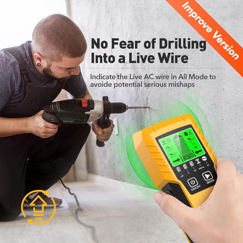 Efficient Wall Scanner with Continuous Wire Alerts - Perfect for DIY Projects