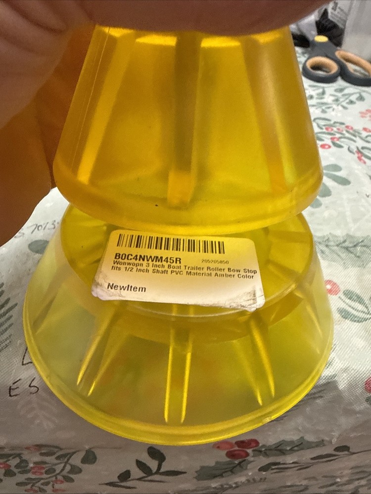 Boat Trailer Bow Roller 3" Yellow Gold. 1/2” Shaft. Roller Bow Stop.