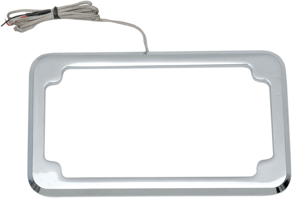 CYCLE VISIONS Beveled License Plate Frame - Chrome - With Plate Light