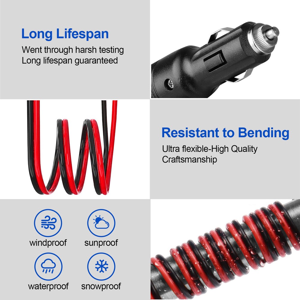 2Pcs 12V Car Cigarette Lighter Plug Socket Adapter Spare Fuse with On/Off Switch