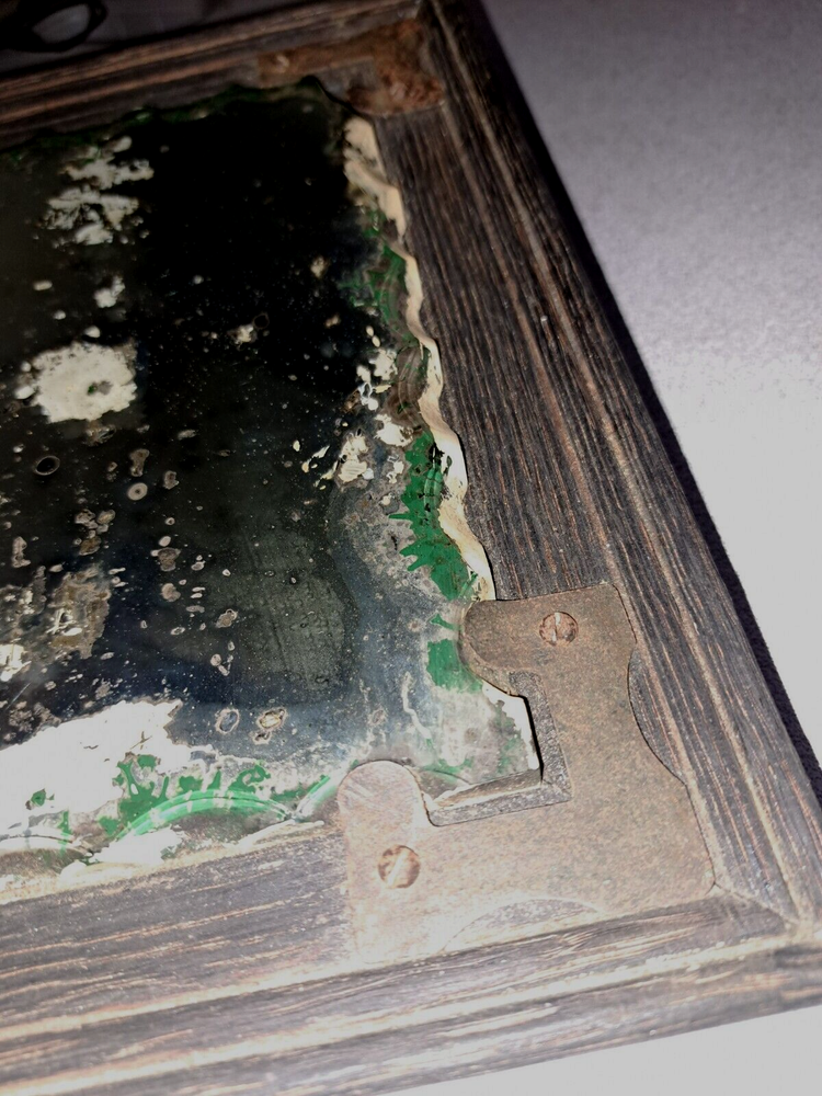 RARE Antique Hand made rustic Primative Mirror with metal hardware #542Bin14