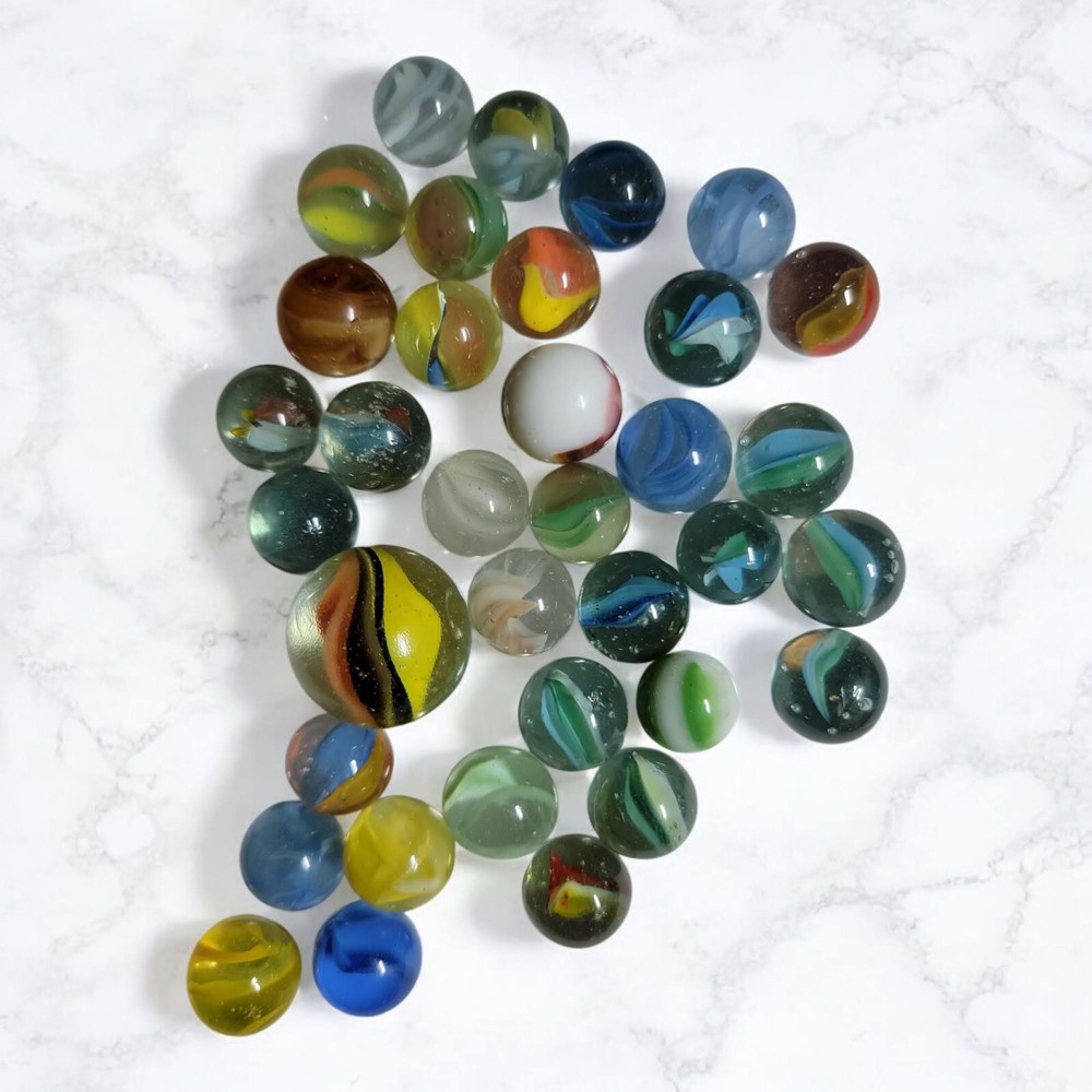 Vintage Marble Lot - 35 Total - Including Shooter
