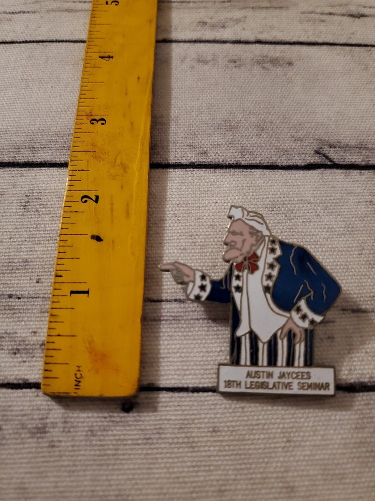 Texas Jaycee Circa 1970's  Austin 18th Legislative Uncle Sam Enameled Lapel Pin