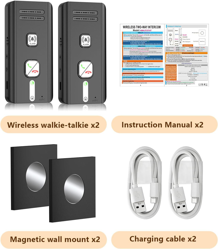 Intercoms Wireless for Home, 2 Way Audio Hands-Free Wireless Intercom System, 16