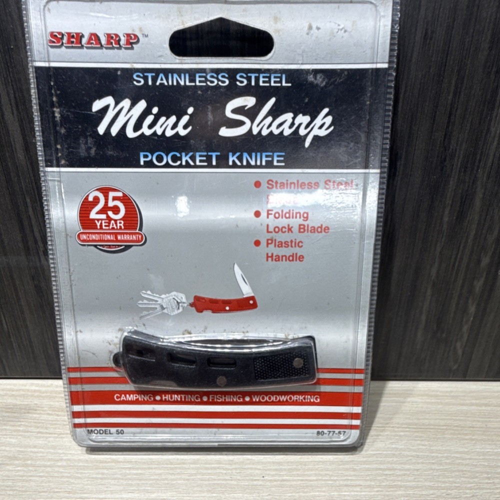 Sharp Mini Stainless Steel Pocketknife Lockback Black Plastic Handle 1991