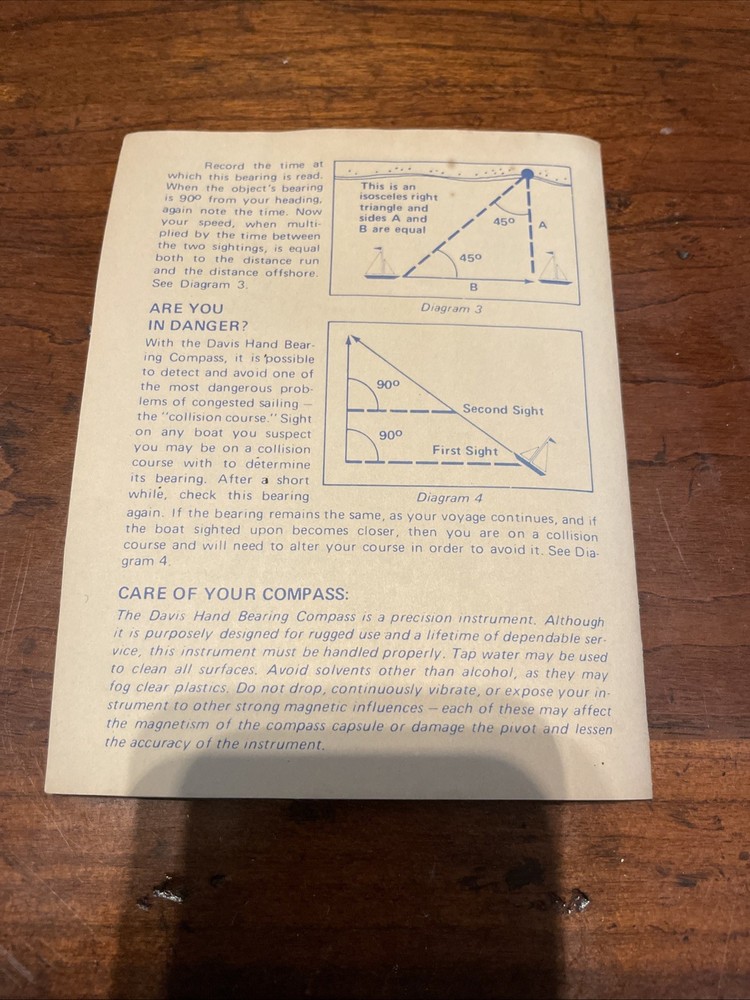 1983 DAVIS INSTRUMENTS HAND BEARING COMPASS NO LED MODEL 211 PREOWNED WITH BOX