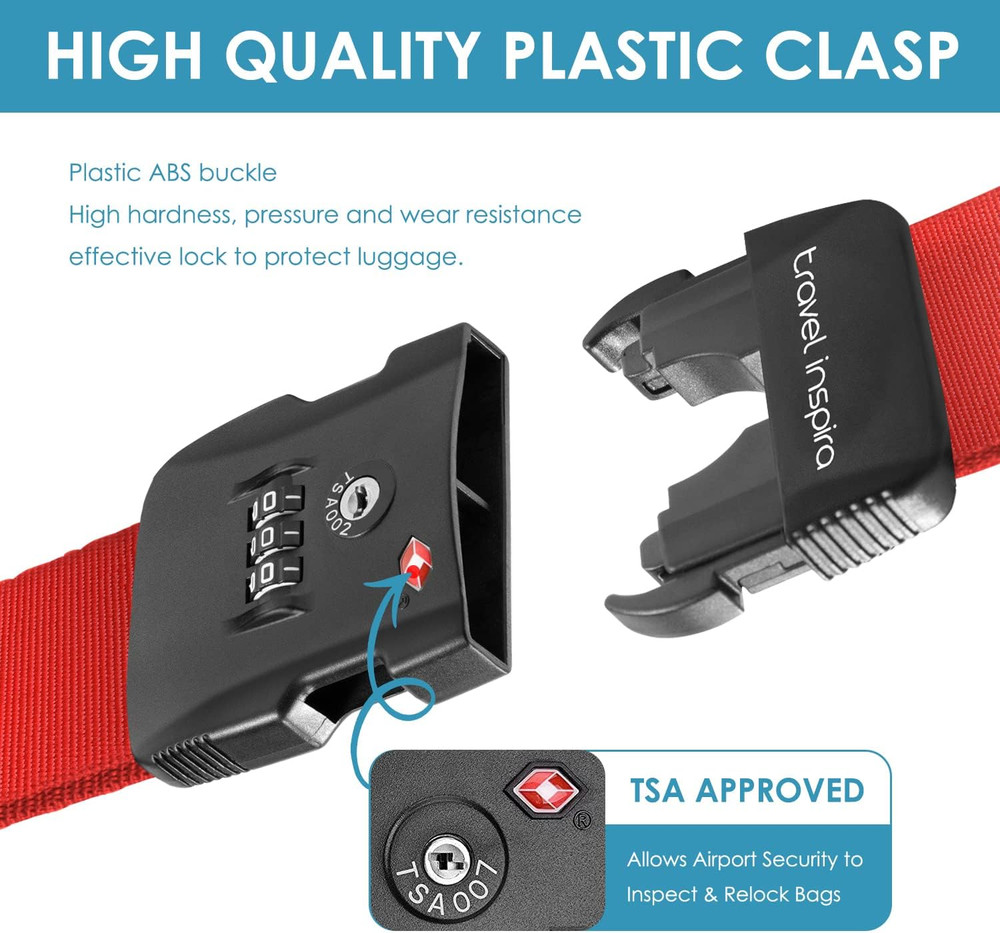 Luggage Strap with TSA Combination Lock - Adjustable, Easy to Use, Protect Yo