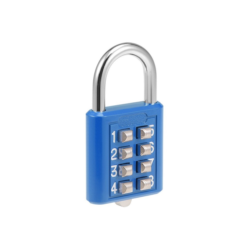 2Pcs 8-Digit Combination Padlock Push Button Lock for Locker Cabinet Blue