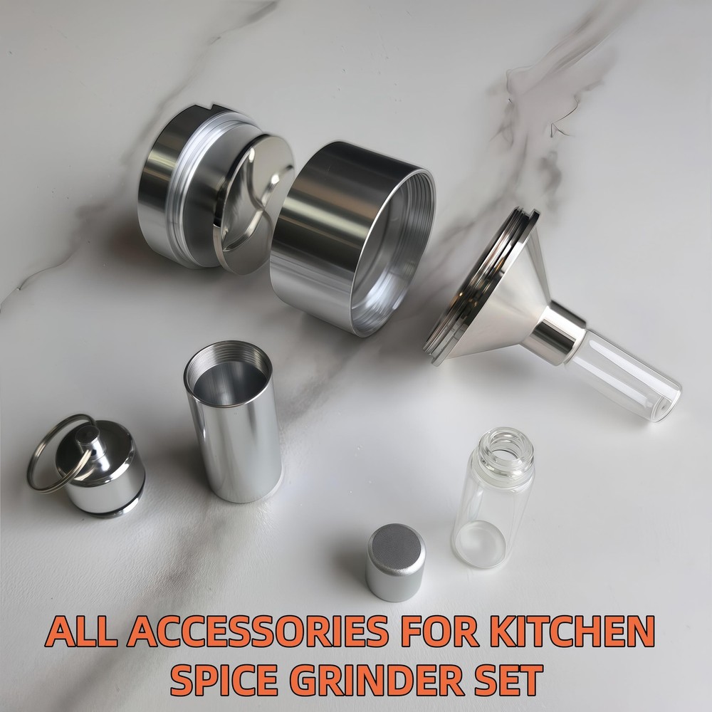 Silver Spice Grinder - Manual Spice Grinder for Home Kitchen Use