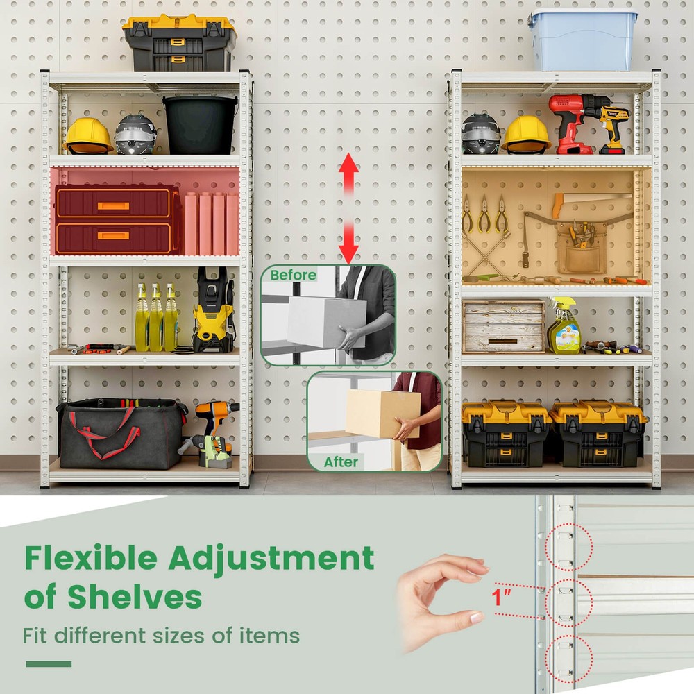 5 Tier Adjustable Garage Shelving Unit w/ 2000 lbs Max Load for Warehouse