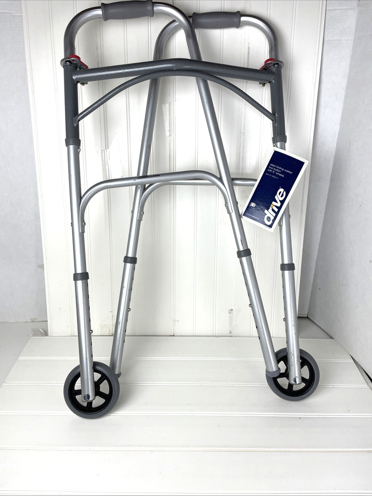 Drive Deluxe Folding Walker 2 Button with Wheels