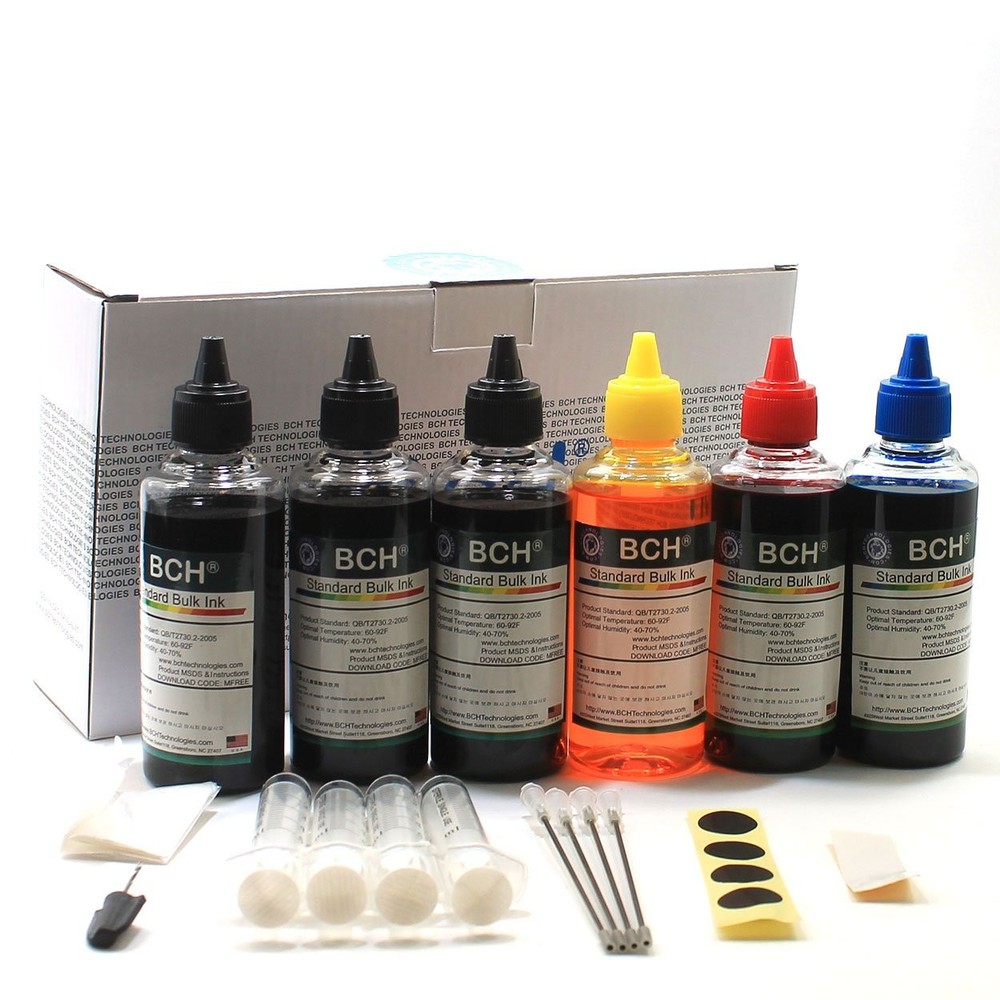 BCH Standard Printer Refill Ink Kit – 600ml Bulk Dye (3X Black, KCMY