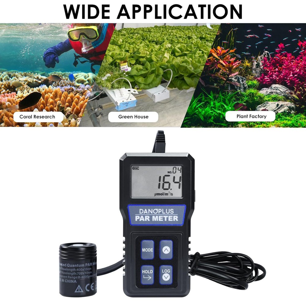 PAR Meter Waterproof IP68 Quantum Sensor PPFD Meter Data Logger for Reef Tank bg