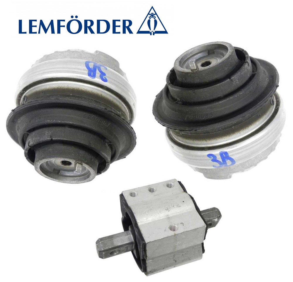 OEM Engine Motor Mount Hydraulic + Transmission Mount 3pc Lemforder for Mercedes