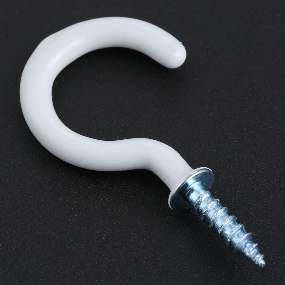 60Pcs 1.54" Strong Sharp White Vinyl Coated Ceiling Hooks Space-saving Hardware