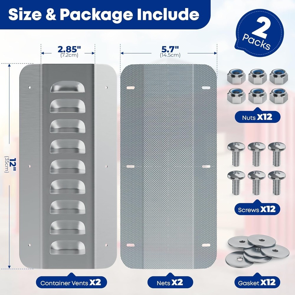 Container Vent Kit for Humidity Control for Excessive Heat, 4-Pack