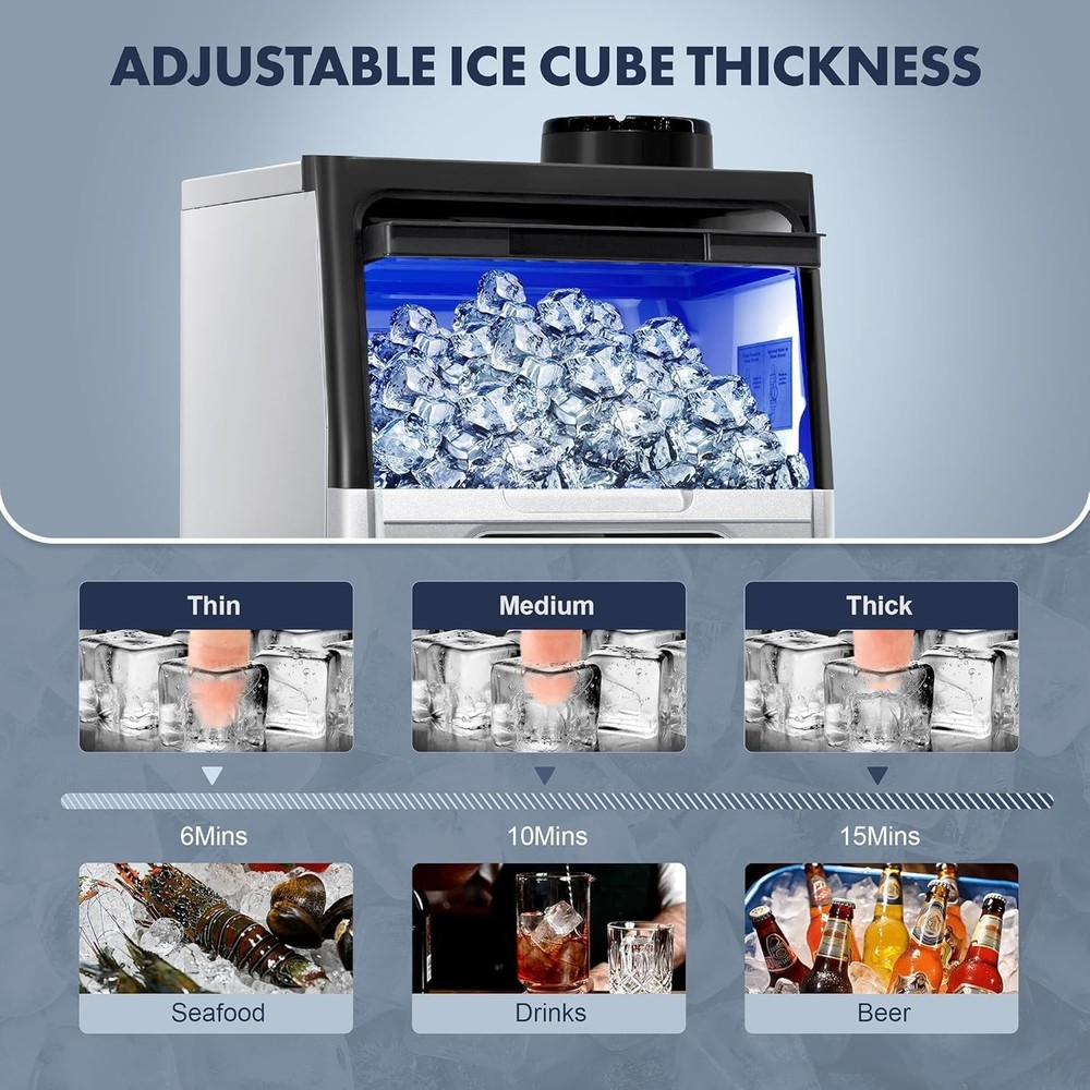 High Capacity 100LBS Daily Ice Maker - Self-Cleaning Under Counter Design