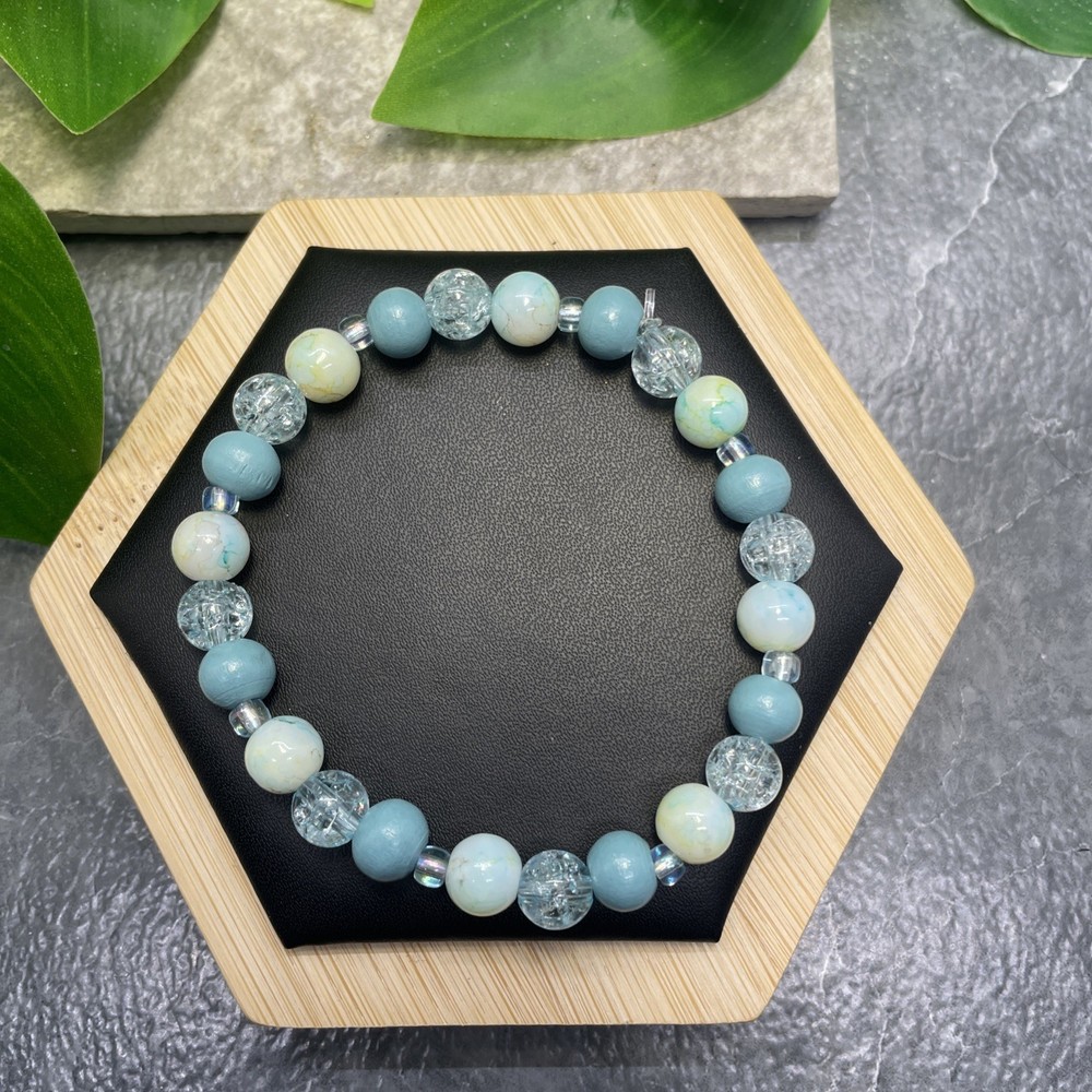 Handmade Bead Beaded Stackable 7” Plus Stretch Bracelet New Free Ship C1304