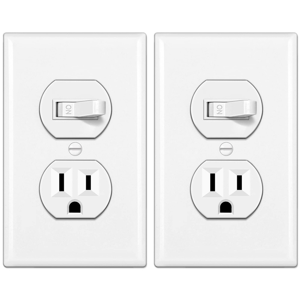 2 Pack Combination Toggle Light Switch and Duplex Receptacle Outlet Single Pole