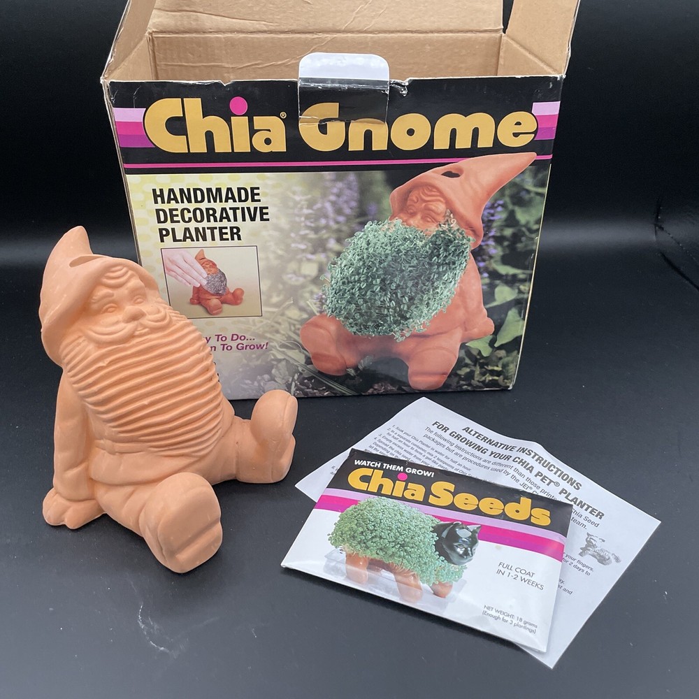 Chia Pet Gnome with Seed Pack - Decorative Pottery Planter
