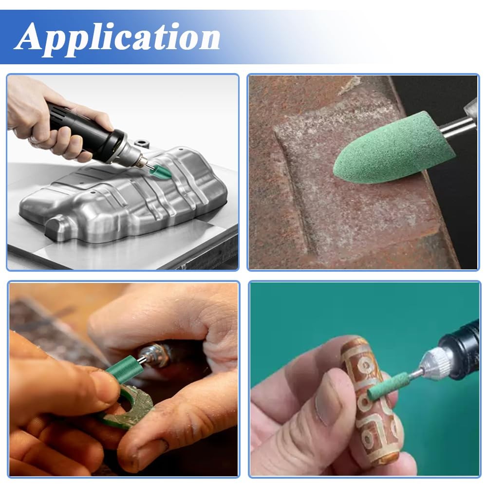 Eyech 39 Pcs Rubber Polishing Drill Bits,Green Buffer Abrasive Bits Green