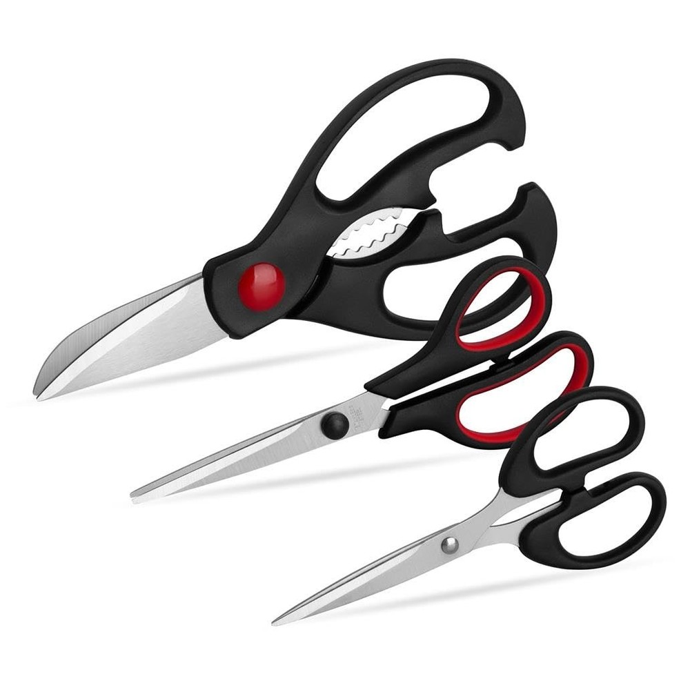 Kitchen Shears Set - QtoiKce Scissors 3 Pack All 7.48 inches, Silver