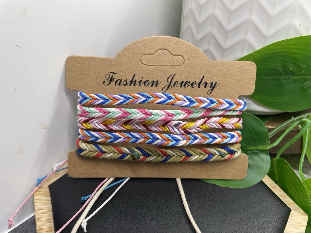 5 PC Braided Bracelet Stackable Adjustable Tie Free Ship B5229
