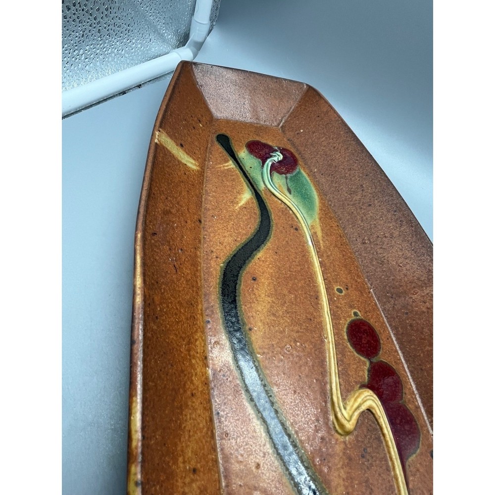 Vintage Peter Kaiser Signed stoneware Serving Tray rustic abstract design