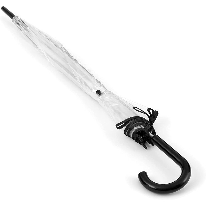 Automatic Open Clear Dome Umbrella Windproof Durable Steel Frame Hand Wash Only