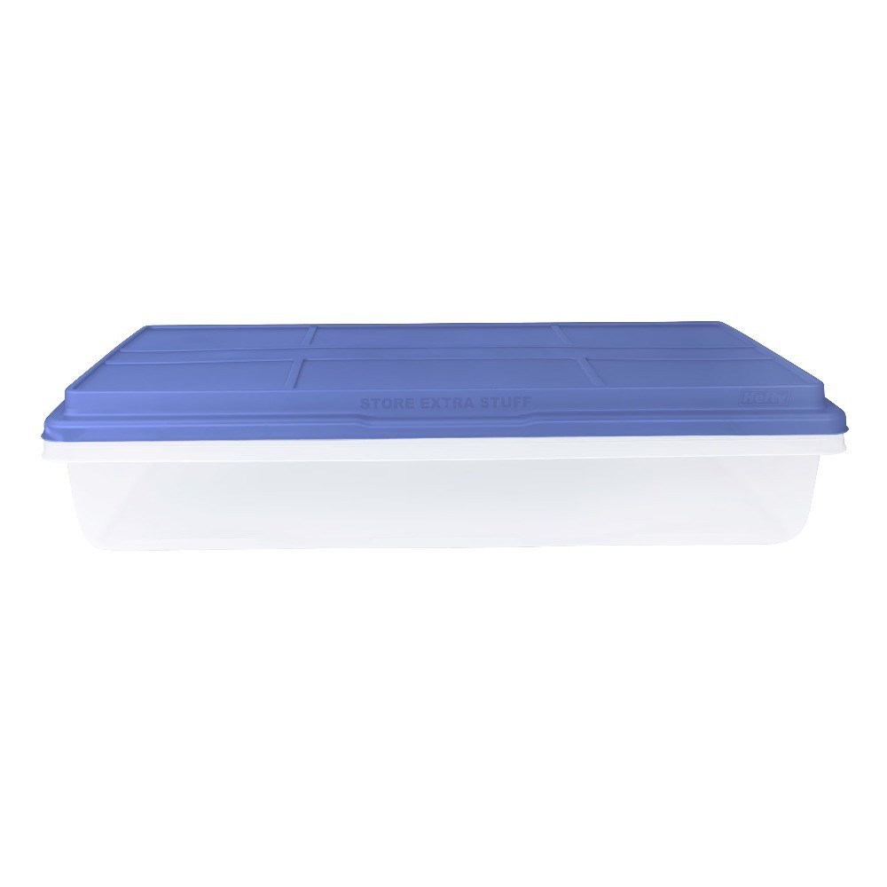 Large Clear Plastic Storage Container with Blue Latching HI-RISE Lid, 63 Quart