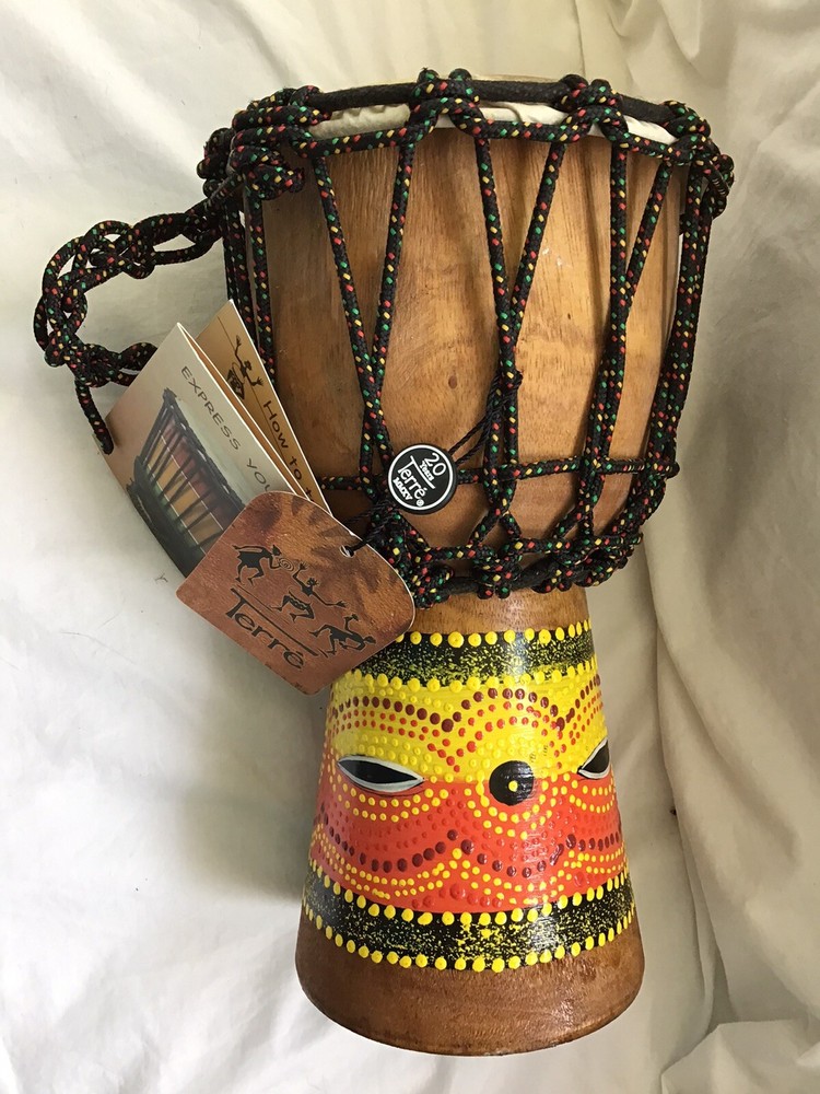 Djembe Beginner carved,10" tall, 5-6" head