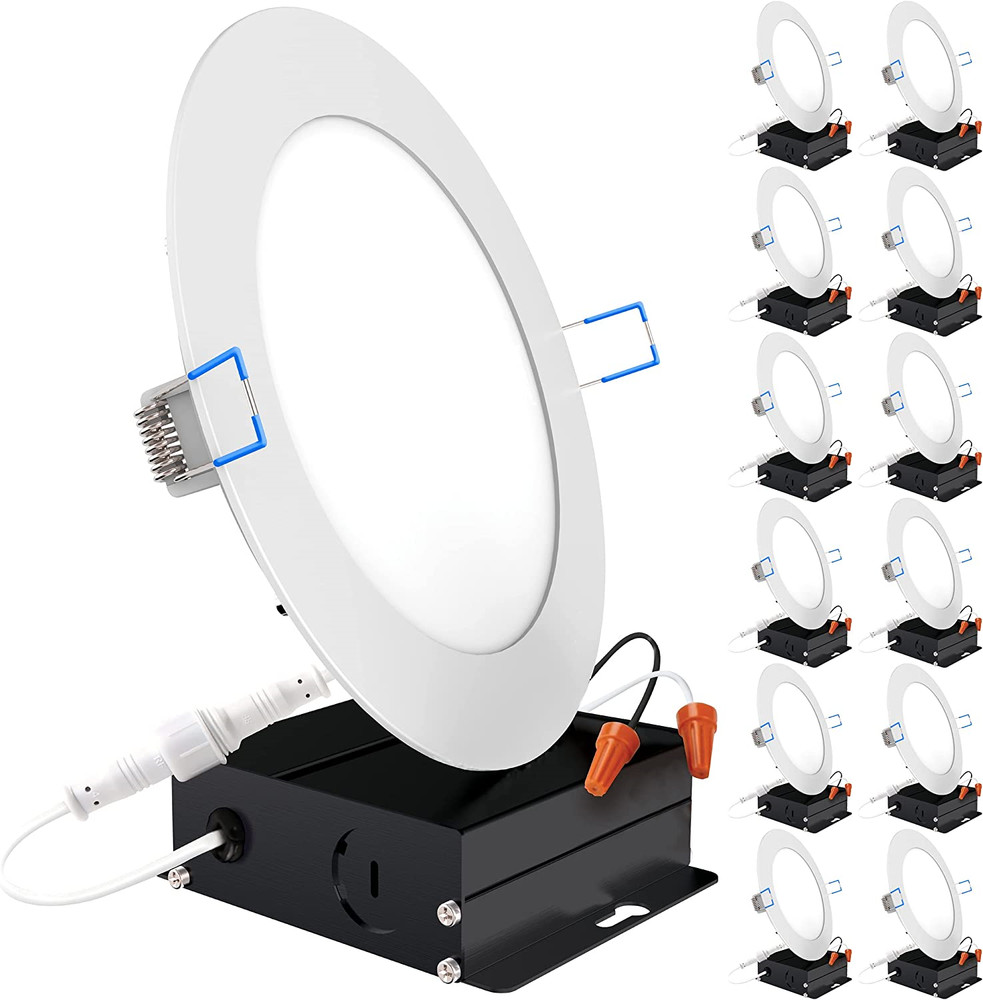 12 Pack 6 Inch Dimmable Ultra Thin LED Recessed Ceiling Lights 5000K